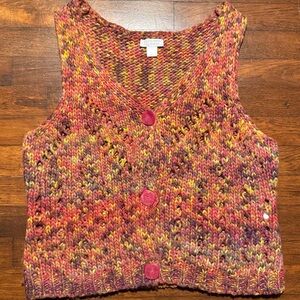 Y2K Multicolor Knit Button Up Vest